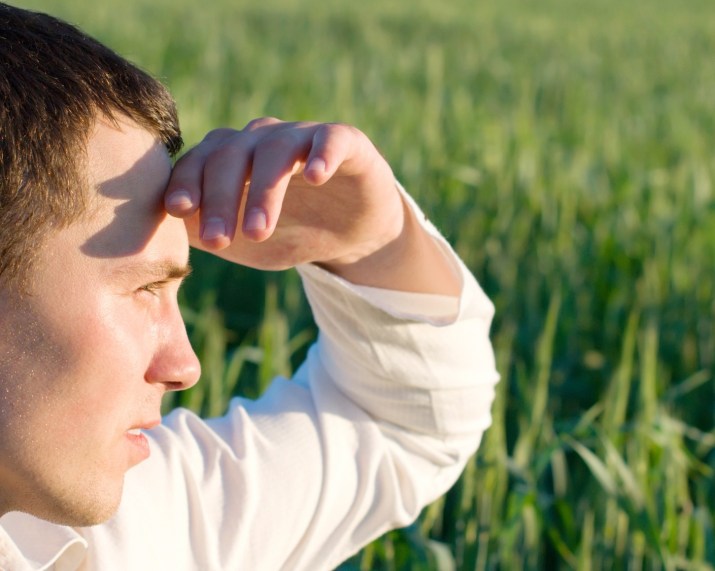 Young man in field